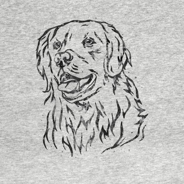 Golden Retriever black and white by Yahya Art